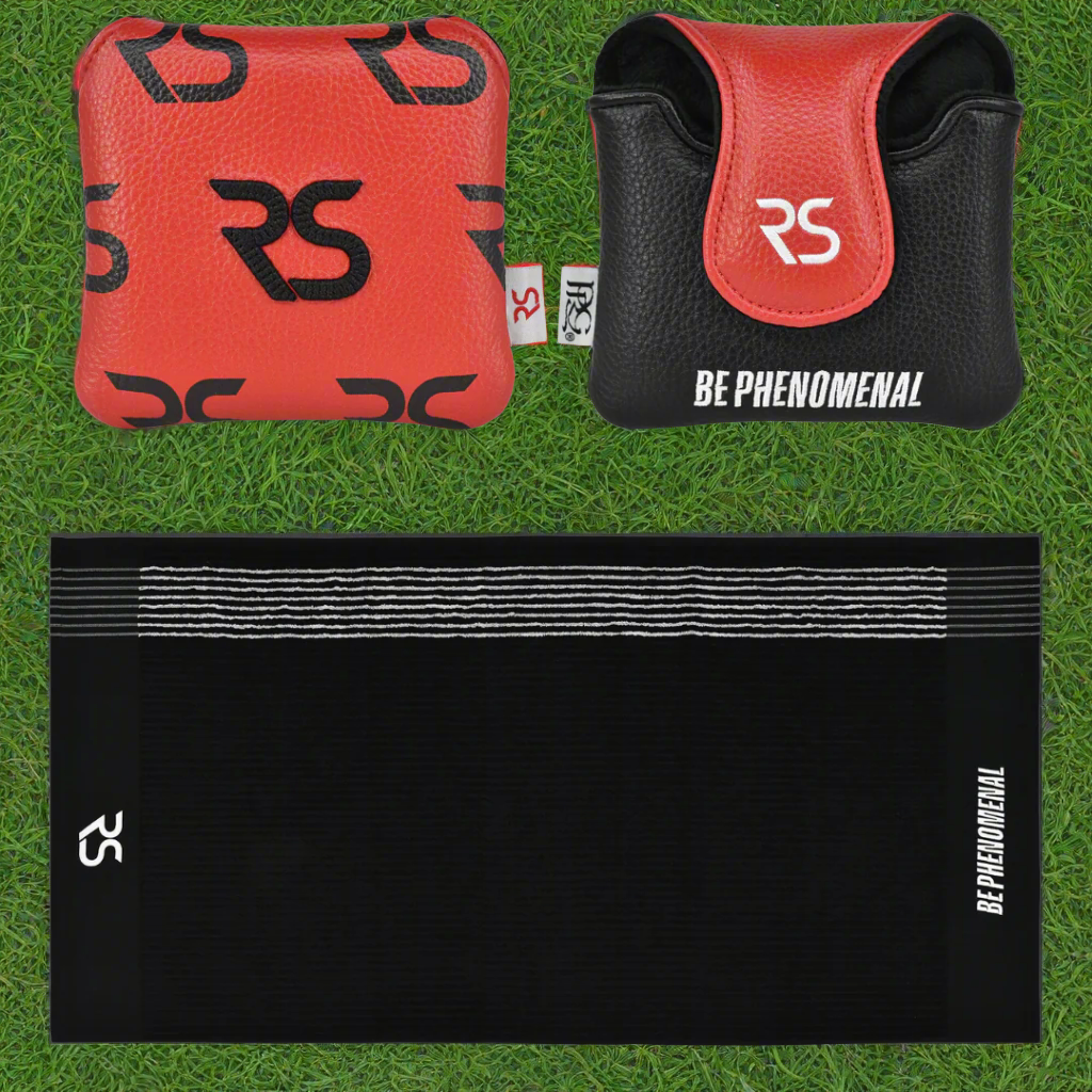 "BE PHENOMENAL" RED MALLET PUTTER COVER & TOWEL DUO